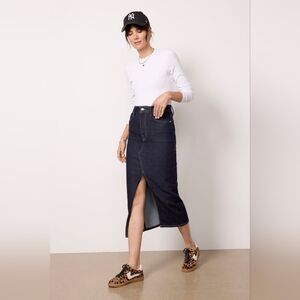 Jean Skirt. Slit Front Midi Good American, 16W